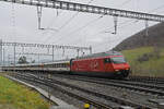 Re 460 007-8 durchfährt am 04.01.2023 den Bahnhof Effingen.