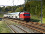 SBB - Lok 460 117-5 IR bei der durchfahrt in Mies am, 2024.10.03