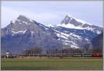 Eine Re 460 mit einem EC eilt durch die Bndner Herrschaft nach Chur, vorbei am Gonzen und Alvier.