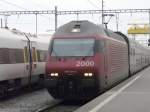 SBB - E-Lok 460 004-5 mit Doppelstockwagen bei der einfahrt in den Hauptbahnhof von Zrich am 04.01.2008