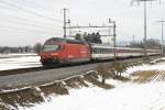 Re 460 046-6 fhrt mit dem IC 969 von Mnsingen Richtung Wichtrach, am 20.2.09.