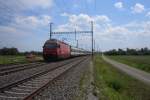 Am 13.08.09 hat die Re 460 001-1  Ltschberg  mit ihrem IC 2124 Kreuzlingen verlassen, und fhrt ihre Reise in Richtung Biel, in Tgerwilen fort.