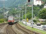 Re 460 116-7 ''Ostschweiz'' am 6.8.2010 in Flelen mit dem IR 2173 nach Locarno.