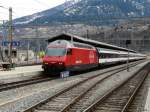 SBB - 460 100-1 mit IC im Bahnhof Brig am 24.03.2013