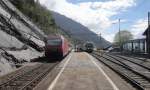 In Hohtenn und auf der ganzen Ltschberg-Bergstrecke gab es am prchtigen 04.05.2013 infolge LBT-Sperrung so einiges zu fotografieren. U.a. Zugskreuzungen in Hohtenn mit beteiligter Re 460 052-0  Eigenamt  und dem RABe 535 122-6.