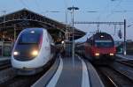 SBB/TGV: Abendstimmung im Bahnhof Lausanne am 23.