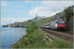 Die SBB Re 460 031-8 mit dem IR 1417 von Genève-Aéroport nach Brig bei St-Saphorin.