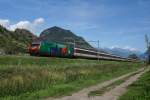 Re 460 087-0 befindet sich am 24.08.2014 kurz nach St-Léonard.