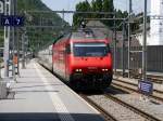 SBB - 460 059-9 mit IC  bei der einfahrt in den Bahnhof Visp am 19.07.2015