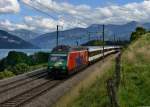 Re 460 087 mit einem Inter City am 26.08.2012 unterwegs bei Einigen.