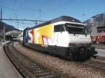 SBB,Lok Re 460  Schweizer Fernsehen  (SF DRS)mit Dosto-Zug nach   Basel,am 04.05.03 in Chur