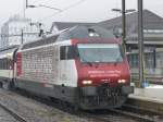 SBB - Werbelok 460 031-8 als RE Biel - Konstanz im Bahnhof Biel am 14.02.2015