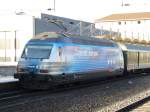 Werbelok 460 024-3 Zugkraft Aargau im Bahnhof von Vevey am 31.12.2006