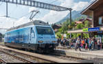 Loktaufe Re 465 016 auf den Namen  Stockhorn  zum 50-jährigen Jubiläum der Stockhornbahn am 5.