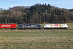 BLS Doppeltraktion bestehend aus Re 465 auf der Fahrt bei Bollodingen am 19.