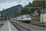 Die BLS Re 465 004  Kambly  mit ihrem RE 3910 Bern - La Chaux-de-Fonds beim Fahrtrichtungswechsel in der Spitzkehre von Chambrelien.