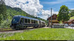 BLS Re 465 018 / Testfahrt mit MOB GoldenPass Express umspurbaren Wagen / Weissenbach, 9.