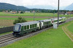 BLS Re 465 011 mit MOB GoldenPass Express Interfacewagen als Testzug Gümligen-Thun-Gümligen am 23. August 2021.
Foto: Walter Ruetsch