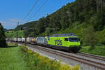 Doppeltraktion, mit den BLS Loks 465 012-3 und 475 405-7 fährt Richtung Bahnhof Tecknau.