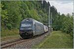 Von der BLS RE 465 002 erreicht der Kambly EW III RE den 3259 Meter langen Les Loges-Tunnel (3259 Meter Länge) bei Les Hauts-Geneveys.