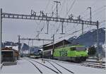 Die BLS Re 465 011 erreicht mit ihrem GoldenPass Express GPX 4065 von Interlaken Ost nach Montreux den Spurwechselbahnhof Zweisimmen. Im Hintergrund wartet die MOB Ge 4/4 8002 welche die Traktion des Zugs auf der schmalspurgien MOB übernehmen wird. 
Dieses Bild zeigt auch, dass neben der Führung der Schmal- und Normalspurgleise auch die entsprechende Fahrleitungsspannung den Fahrzeugen entsprechend eingespeist werden muss: 900 Volt Gleichstrom für die MOB, 15000 Volt Wechsstrom für die BLS. 

15. Dezember 2022