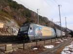 Re 465 008 und 009 mit Hupac-Zug am 6.12.2007 bei Hohtenn.