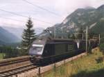 Vier Re 465 der BLS kurz vor Kandersteg.