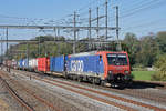 Re 474 004-9 durchfährt den Bahnhof Möhlin. Die Aufnahme stammt vom 28.09.2018.