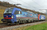 Lokzug von SBB CARGO INTERNATIONAL mit der Siemens Vectron 193 528 und einer nicht erkennbaren Re 474 bei Cressier am 9.