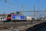 Re 474 004-9 durchfährt den Bahnhof Pratteln. Die Aufnahme stammt vom 03.03.2022.