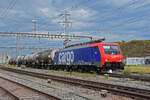 Re 474 017-1 durchfährt den Bahnhof Pratteln. Die Aufnahme stammt vom 24.06.2022.