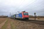 SBB Cargo 482 004-9 mit KLV am 08.02.19 in Mainz Bischofsheim Netztrennstelle 