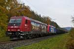 482 047-8  Jim Knopf  und 482 036-1 sind mit einem leeren Rübenzug zwischen Laufenburg und Stein-Säckingen in Richtung Basel unterwegs, aufgenommen am 08.11.2020.