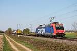 Am Nachmittag des 10.04.2020 fuhr Re 482 016-3 mit dem DGS 43017 (Hamburg Billwerder Ubf - Gallarate) südlich von Buggingen durchs Rheintal in Richtung Basel.