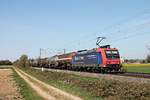 Am Nachmittag des 16.04.2020 fuhr Re 482 022-1  Alpäzähmer  mit dem  BASF -Zug DGS 49069 (Karlsruhe Gbf - Basel SBB RB) südlich von Buggingen durchs Rheintal in RIchtung Schweiz.