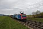 SBB Cargo International Bomardier Traxx 482 026-2 mit KLV Zug in Nieder Mörlen am 17.04.21