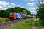 482 046 SBB Cargo mit einem Kesselwagenzug bei Postbauer-Heng Richtung Nürnberg, 26.06.2020