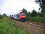 Re 482 030-4 mit Containerzug     GUB Hannover Limmer