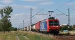 482 028 befrdert am 19.06.2008 den DGS 43017 von Hamburg-Billwerder Ubf nach Gallarate und konnte am frhen Abend bei Wiesental festgehalten werden.