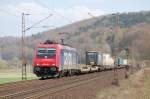 482 049-4 (Lokfhrerwerbung,SBB Cargo) mit KLV am 8.4.2009 durch Salzderhelden -> Sden