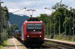 Re 482 028-8 mit einem KLV bei der Durchfahrt Freiburg Herdern 19.7.09