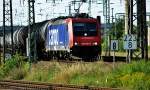 482 042 mit einem lpendel kurz vor dem Bf Stralsund auf dem Weg nach Rostock-Seehafen am 07.07.09