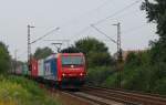 482 017-1 SBBCargo ist am 10.8.09 mit einem weiteren Containerzug von Seelze kommend auf der Gterumgehungsbahn ostwrts unterwegs, hier bei Limmer.