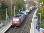 482 031-2 der SBB-Cargo hat soeben Aachen-West verlassen und durchfhrt hier mit einem Containerzug den Haltepunkt Aachen-Schanz auf dem Weg nach Kln.