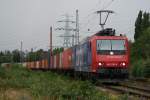 482 018-9 mit einem Containerzug in Hamburg Unterelbe am 09.07.2009