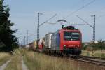 482 002-3 mit Containerzug in Wiesental am 22.07.09