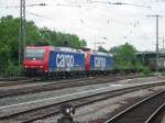 482-019 und 482-000 am 9.7.2005 mit einem Gterzug in Mannheim Hbf.