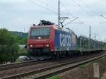 428 029 CARGO/Locon durchfhrt Dresden Stetzsch mit ihrem leerem Autotransportzug.