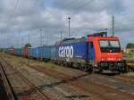 SBB-Cargo Re 482 040 mit leeren Eanos-Wagen,am 05.Juli 2011,in Bergen/Rgen.