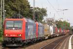 SBB Cargo 482 006+482 0xx ziehen am 24.8.11 gemeinsam einen Gterzug durch Bonn-Beuel.